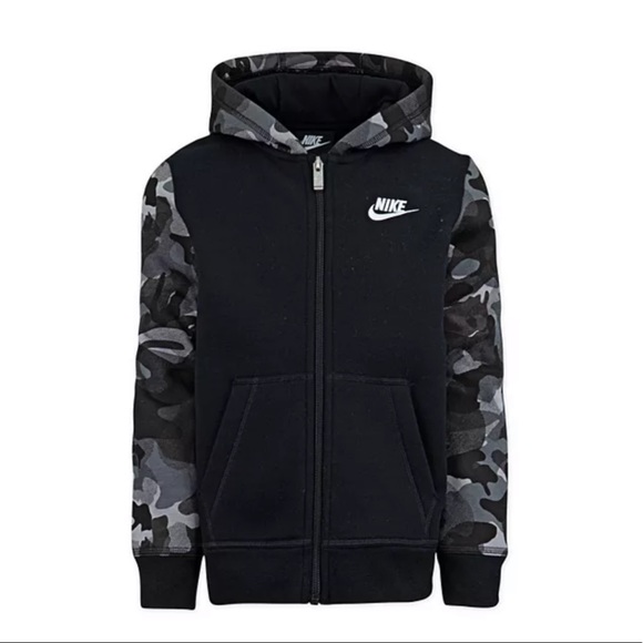 NIKE BOYS’ SIZE YSM FLEECE CAMO FULL ZIP HOODIE - Picture 2 of 7